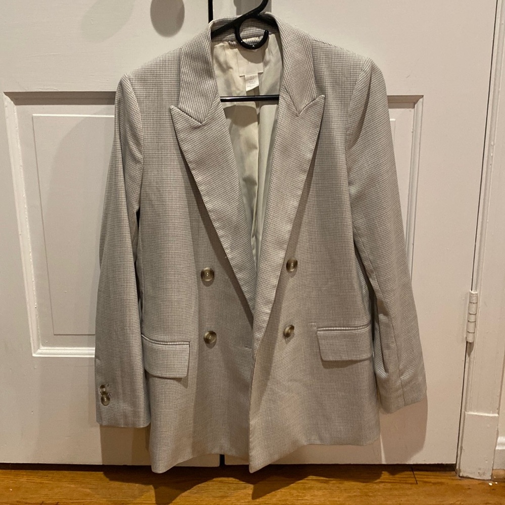 H&M plaid long blazer